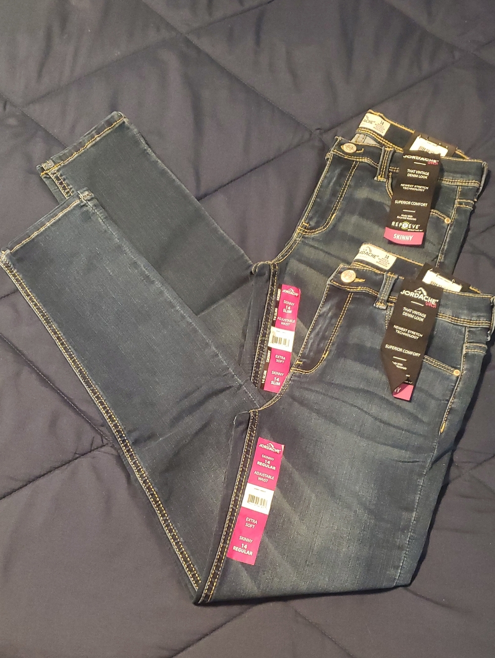 Jordache Skinny Jeans in Dark Indigo with Contrast Stitching